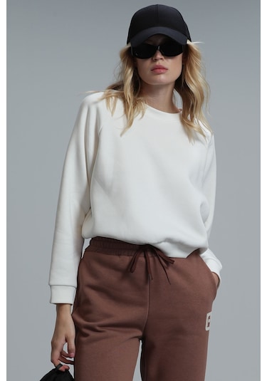 Lufian Uwen Kadın Örme Sweatshırt Kırık Beyaz 122030001100510 Kırık Beyaz