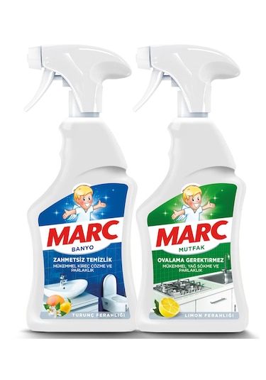 Marc Mutfak Yağ ve Kir Çözücü Temizlik Spreyi 750 ML + Banyo Kireç Sökücü Sprey 750 ML