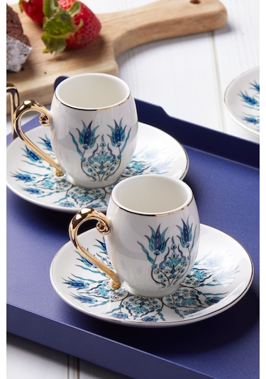 Karaca  İznik 6 Kişilik Kahve Fincan Takımı 80 ml