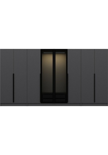 Kale Plus 8 Mebran Kapaklı 2ç Dolap Antrasit Mebran Füme Cam 190cm Antrasit