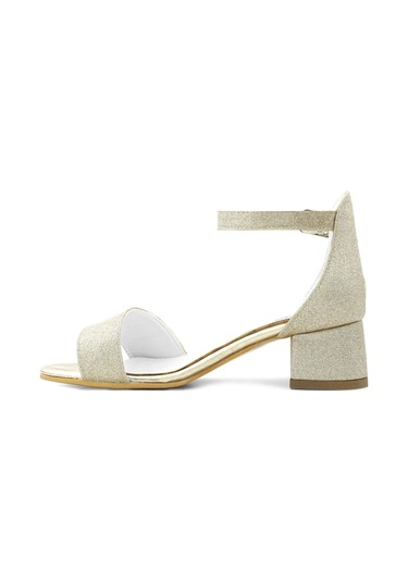 Lilo Simli Altın Tek Bantlı Kız Çocuk Topuklu Abiye Ayakkabı Altın