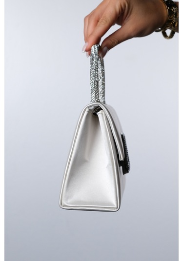 Valeria Sedef Saten Taşlı Kadın El Çantası Sedef