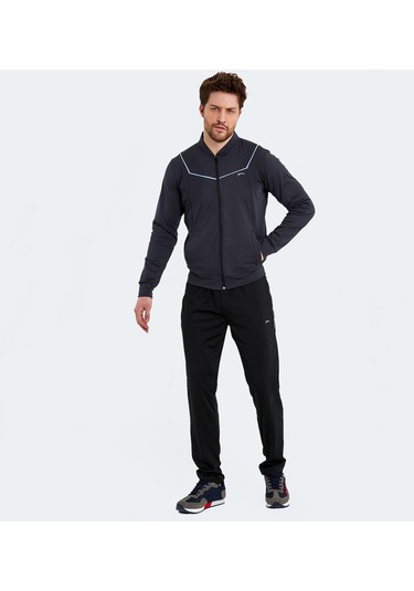 Slazenger ROOSEVELT IN Erkek Cepli Fermuarlı Koyu Gri Eşofman Takımı