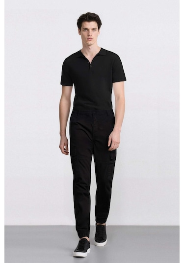 DeFacto Regular Gabardin Jogger Pantolon Kargo Cepli Beli Paçası Lastikli C9163AX25SPBK81