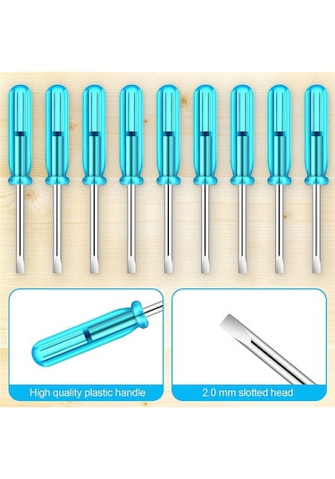 Leasetake 100 Adet Mini Yivli Tornavida, 2.0mm Düz Başlı 45mm Uzunluk Küçük Ev Aletleri Onarımı İçin