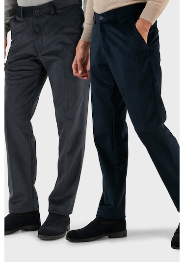 Buratti Normal Bel Regular Fit Düz Paça 2'Li Paket Erkek Kadife Pantolon 645Merlins2 Antrasit-Lacivert