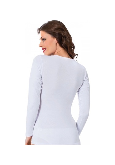 Giyim Bayan Uzun Kol Body Beyaz Beyaz