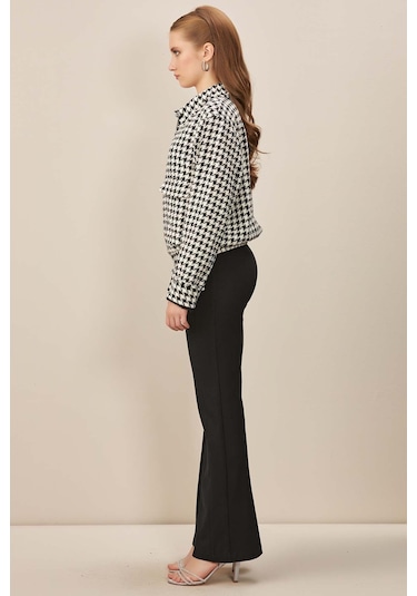 Uzun Kollu Siyah Tüvit Mont Siyah