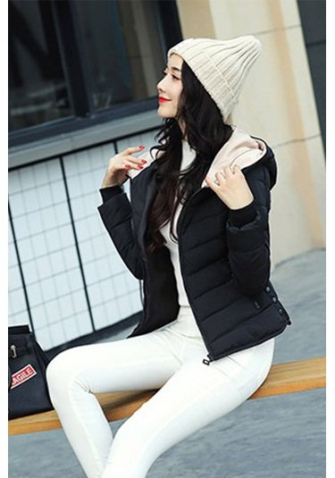 Barbora Kışlık Kapüşonlu Kadın Şişme Mont 1912siyah55 001