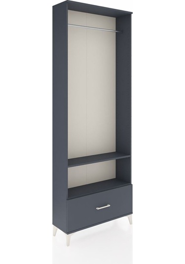 Arges Dolap 2 Raflı Tek Çekmeceli Tek Askılı 88x30x243 Antrasit-antrasit Antrasit