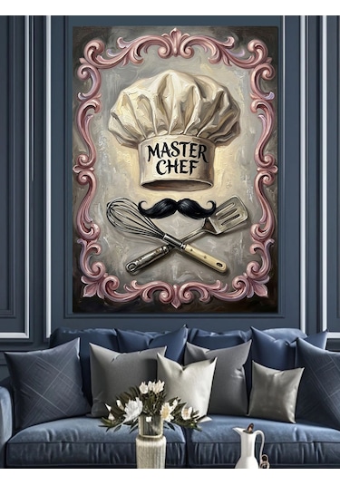 Master Chef Mutfak Kuralları Tabelası Dekoratif Kanvas - Mdf Ahşap Tablo