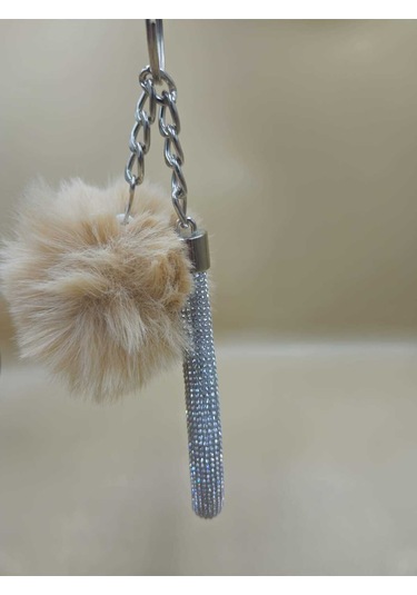 Gümüş Angel Anahtarlık Minik Ponpon Seçenekli Camel Ponpon