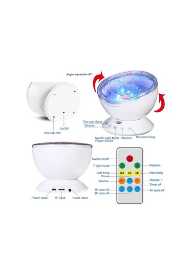 Moly 4 Hipnotik Müzik Uzaktan Kumandalı Çok İşlevli Müzik Çalar 12 Led 7 Renkli Gece Işıkları Siyah Çok Renkli