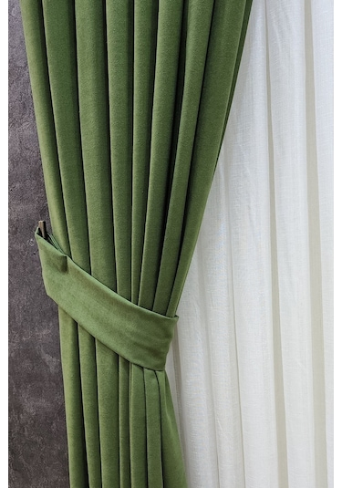 Mosso Fon Perde Düz Renk Yeşil