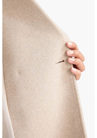 Defacto Regular Fit Düğmeli Uzun Kaşe Kaban F1197ax25wnbg501 Bej-bg501