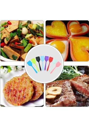 Siyah Asma Delikli Dayanıklı Küçük Korozyon Önleyici Çok Yönlü Solmaz Silikon Spatula Wok Kürek