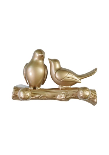 Suntek Kuşlar Ağaç Dalı Askı Ev Dekoratif Takı Yatak Odası Dolap Askı Altın Çok Renkli