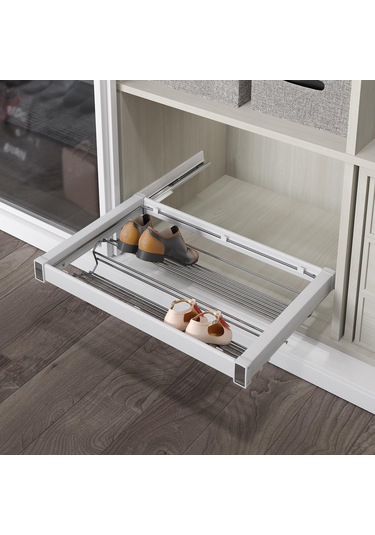 Starax Ayakkabılık Alüminyum 80cm Beyaz