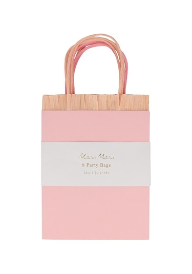 Meri Meri - Pink Fringe Party Bags - Pembe Püsküllü Hediye Çantaları 8'li Tüm Yaşlar