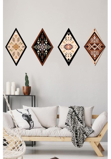 Dekorize Mdf 4 Parça 3 Mm Çerçeve Görünümlü Bohem Tablo 16283 28 X 4