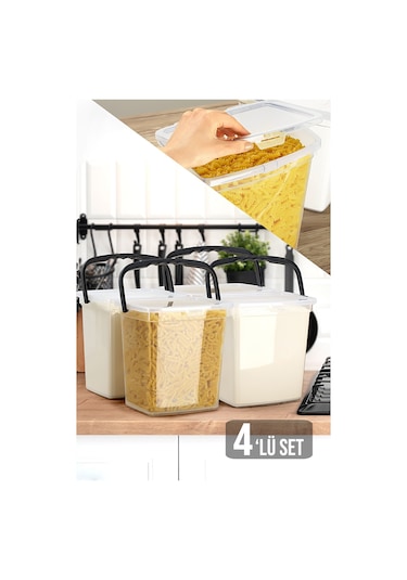 Meleni Home 4'lü Un Ve Bakliyat Kabı 6 Lt Saklama Kabı