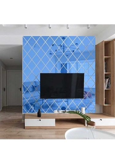 Novahub Eşkenar Dörtgen Akrilik Ayna, Mavi Arkaplan Dekoratif Çıkartmalar Diğer