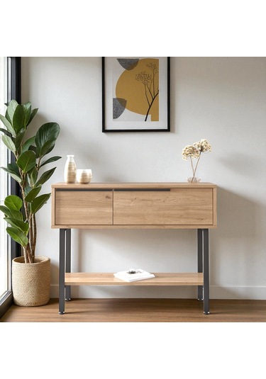 Robin Home Dresuar Antre Hol Kapaklı 100cm Metal Ayaklı Sepet Kahverengi