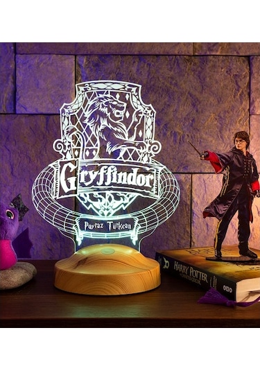 3D Lamba Harry Potter Hogwarts Gryffindor Kişiye Özel Led Lamba
