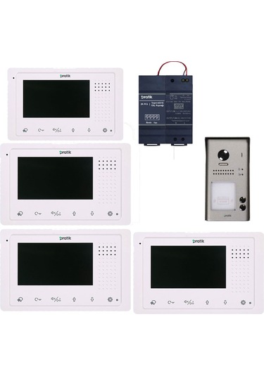 Pratikkart Villa Tipi Görüntülü Diafon Sistemi 4 Daire 2k400-2k92b-2kpc6