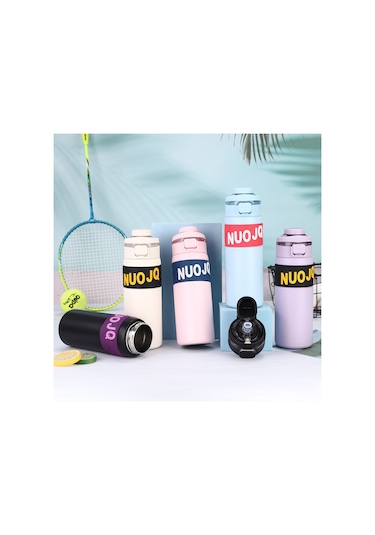 Paslanmaz Çelik Monogram Desenli Vakumlu Saman Fincan Mor