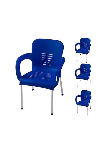Onurçeşitpazari Comfort Aliminyum Ayaklı Mavi 4 Adet Sandalye Mavi