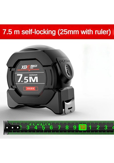 Kendinden Kilitleme Çelik Mezura Siyah Floresan Bant 5m Yüksek Hassasiyetli 7.5mx25mm Diğer