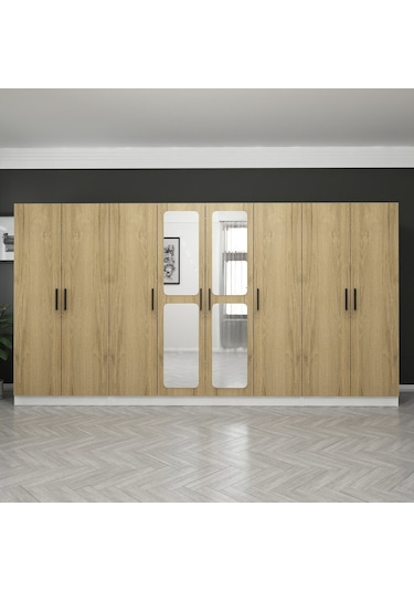 Kale 8 Kapaklı Aynalı 2ç Dolap - Pera Ceviz 210cm