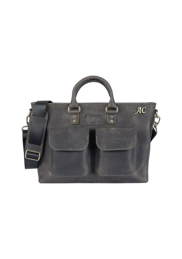 Isminize Özel Deri Evrak / Laptop Çantası-127420 Siyah