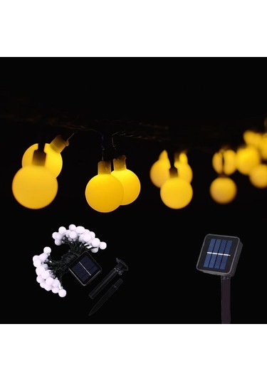 Sarı Kamp Güneş Dize Işık Açık 200 Led Küçük Top Işık Bahçe Noel Partisi Dekorasyon Su Geçirmez Güneş Peri Masalı Işık Avlu Dekorasyon 12m 100leds Sarı