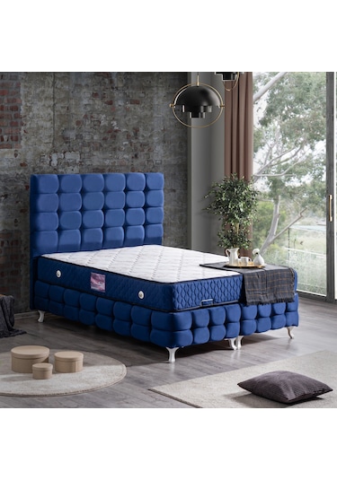 Setaymobilya Baza, Duke Lux Çift Kişilik Lacivert Baza + Başlık + Deluxe Yatak