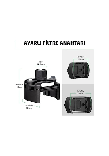 6274 Ayarlı Yağ Filtre Sökme Anahtarı 60-80 Mm