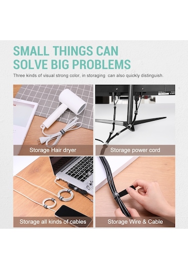 Dux Duıcs Stoyobe Kablo Düzenleyici Yapışkanlı Cırt Bant 3m Siyah