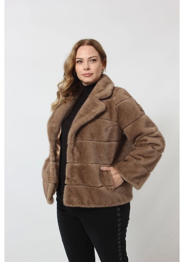 Moda Berray 3260 Vizon Suni Kürk Kısa Kaban Vizon