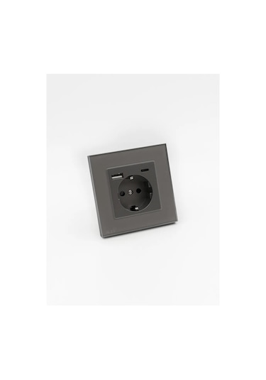 Alev Camdan Tekli Topraklamalı Priz, Usb Ve Type-c İle 144163922 Tek Priz