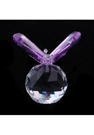 Pazly Uçan Top Süsleme Mor Kristal Kesim Kelebek Homyl Heykelcik Cam Wg