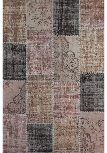 Çam Halı Pw928 Kahve El Dokuma Patchwork Yün Halı - 160x230