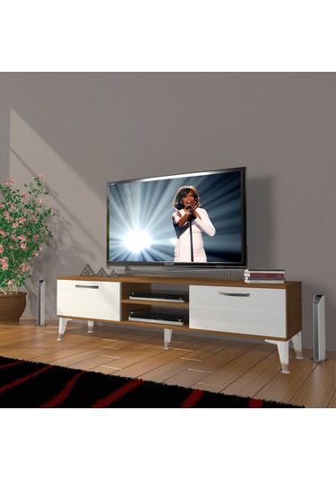 Decoraktiv Eko 140 Mdf Dvd Silver Tv Ünitesi Tv Sehpası - Ceviz - Beyaz Ceviz - Beyaz