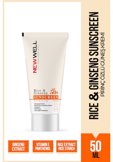 New Well Rice & Ginseng Sunscreen Pirinç Özlü Güneş Kremi SPF50+ 50 ML