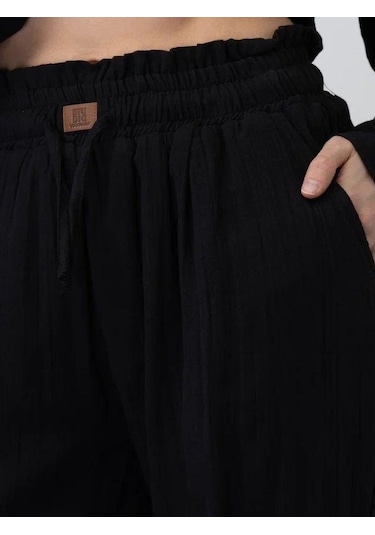 Kız Çocuk Müslin Kumaş Gömlek Pantolon Takım-15786 Siyah