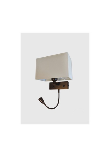 Otel Tipi Yatakbaşı Led Okuma Lambalı Abajurlu Aplik Bej