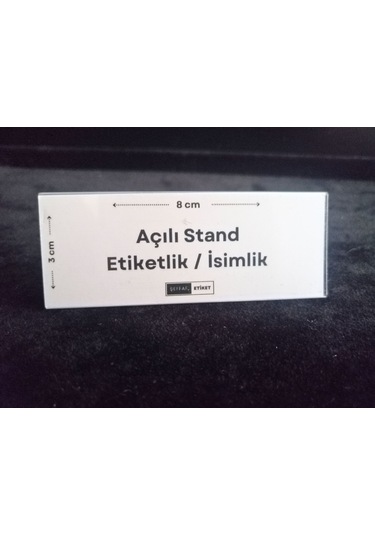 10 Ad Şeffaf Plastik Etiketlik İsimlik 8x3 Cm Kartvizitlik Ayaklı