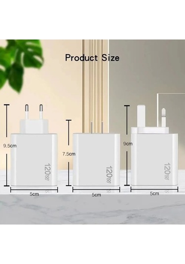 Zyzqstore Usb Şarj Cihazı, Pd Hızlı Şarj, 120w, Cep Telefonu 1 Adet, Beyaz, Model Xyz, Koyu Renk, İpuçları İçin 1 Adet
