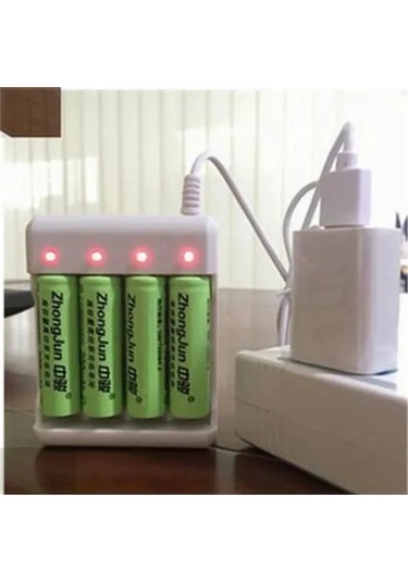 Globalbloom 1 Adet 4 Yuvalı Aa Aaa Ni-mh Pil Şarj Cihazı Usb Hızlı Şarj Led Göstergeli Güvenli