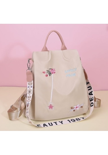 Tongxida Kadınlar İçin Anti Theft Oxford Sırt Çantaları Çin Tarzı Nakışlı Açık Bej Açık Bej